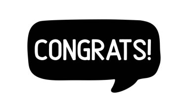Hand sketched Congrats word as banner or logo. Lettering for header, card, poster