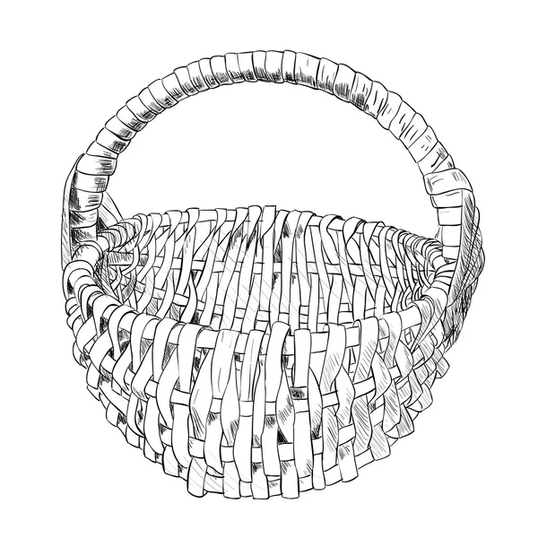 Schets van rieten mand — Stockvector