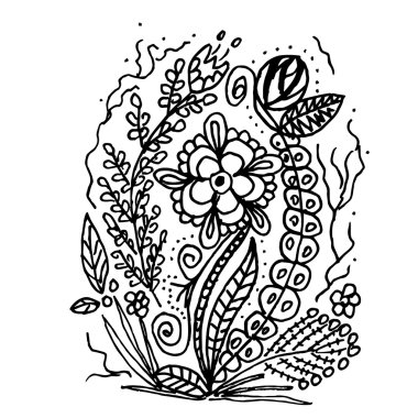 Elle çizilmiş doodle kroki çiçek