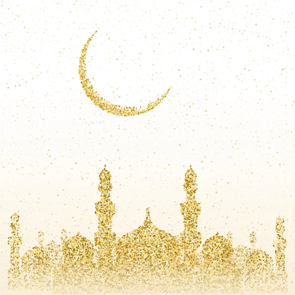 Ramadan Kareem greeting with golden mosque — Stock Vector