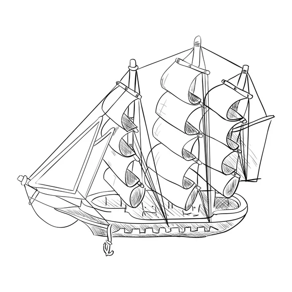 Schets van Scheepsmodel. — Stockvector