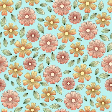 yaprakları ve yaprakları çiçek desenli