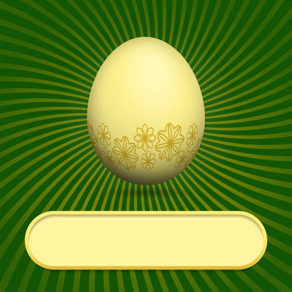Biglietto di auguri con uovo di Pasqua verde — Vettoriale Stock
