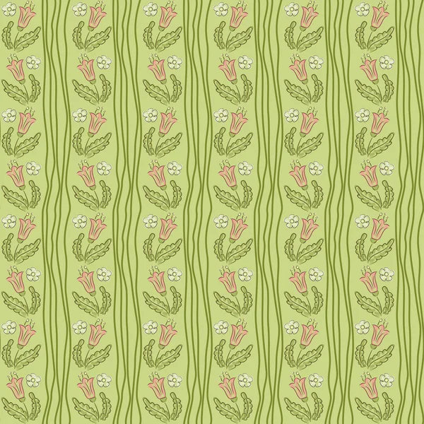 Sans couture ondulé lignes ondulées motif de fleurs — Image vectorielle