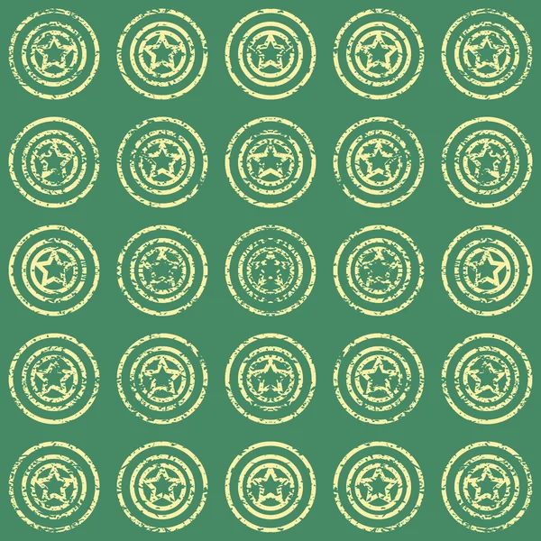 Patrón sin costuras con estrellas sobre fondo verde — Archivo Imágenes Vectoriales