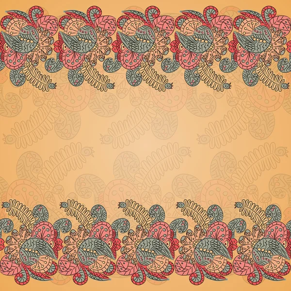 Carte avec ornement floral sans couture — Image vectorielle
