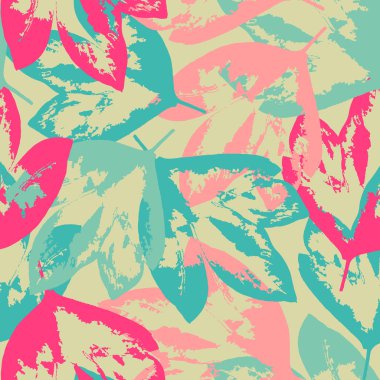 Sorunsuz grunge desen renkli yaprakları ile