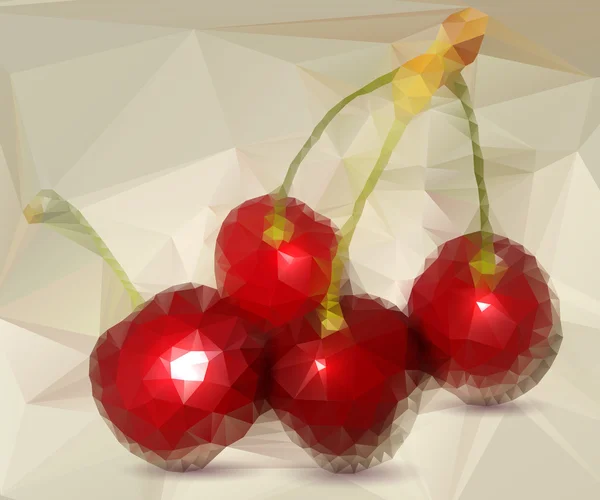 Polygonal red cherries — Stock Vector