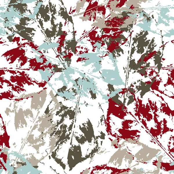 Sömlös grunge mönster med färgglada löv — Stock vektor