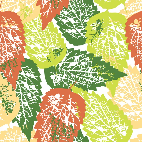 色鮮やかな葉とシームレスなグランジ パターン — ストックベクタ
