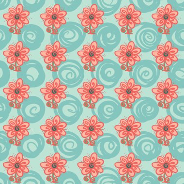 Kırmızı çiçekli kusursuz desen