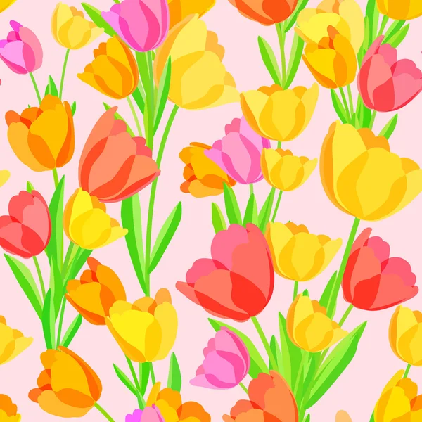 Nahtloses Muster farbiger Tulpen — Stockvektor