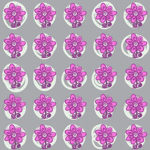 Pola mulus dengan bunga merah muda - Stok Vektor