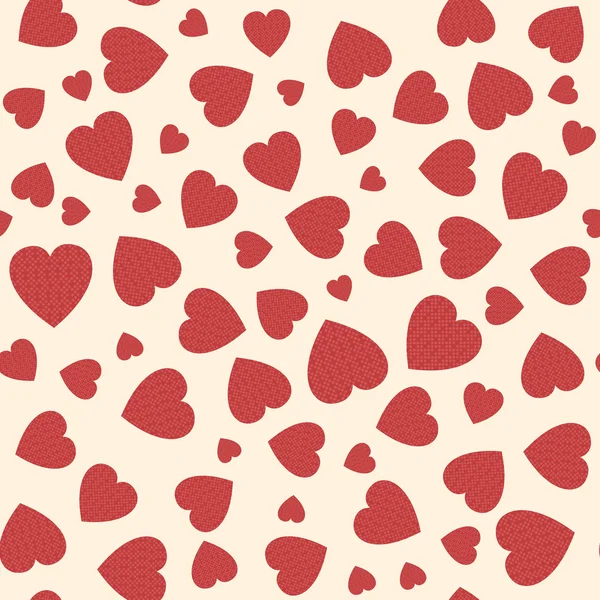 Seamless pattern with applique hearts — Stock Vector