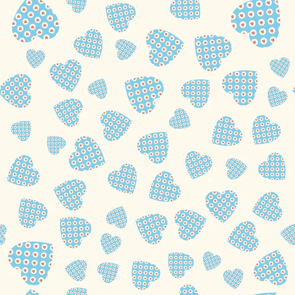 Seamless pattern with applique hearts — Stock Vector