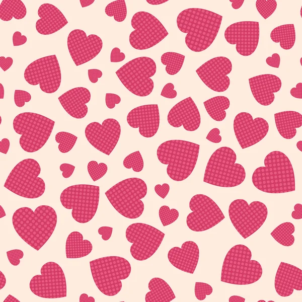 Seamless pattern with applique hearts — Stock Vector