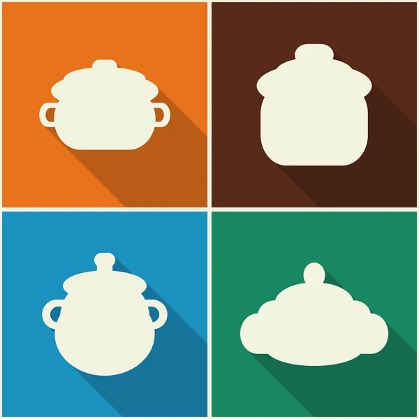 Кухонные принадлежности и иконы посуды — стоковый вектор