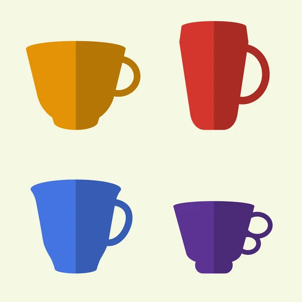 Cups flat icons set — Stock Vector