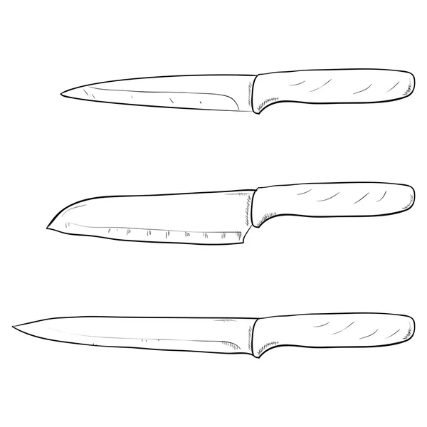 Couteaux de cuisine dessinés à la main — Image vectorielle