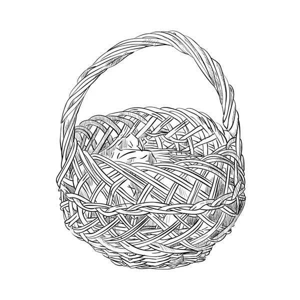 草绘的柳条篮子 — 图库矢量图片
