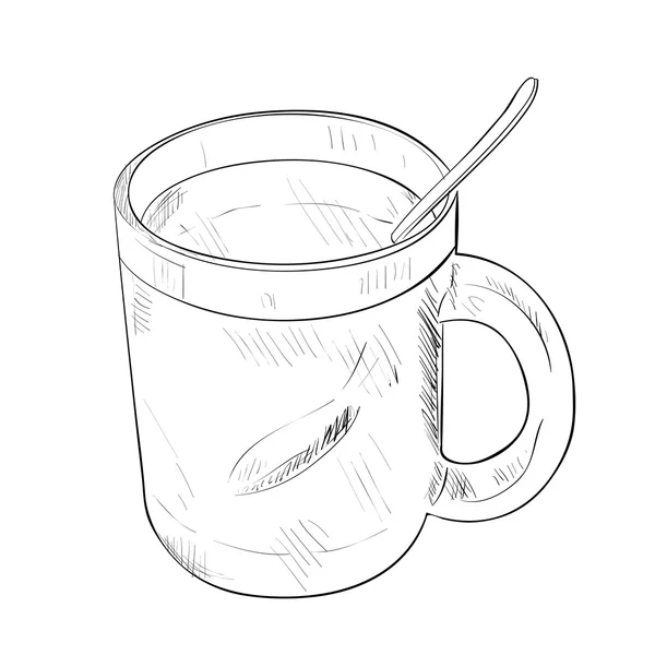 Ескіз чашки з ложкою — стоковий вектор