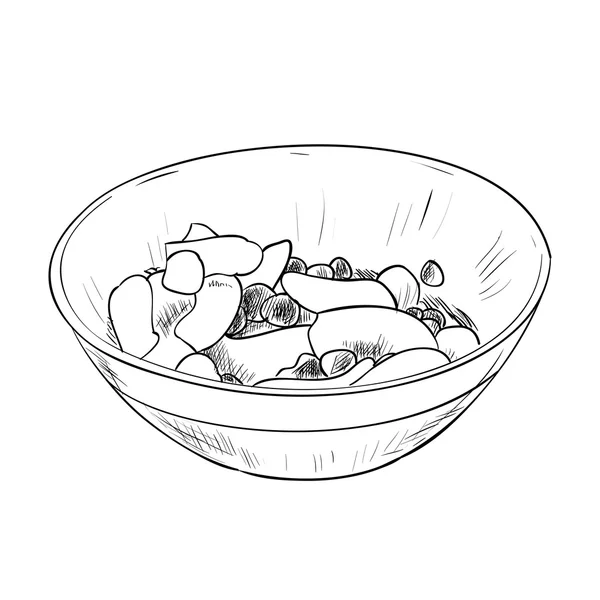 Boceto de plato con comida — Vector de stock