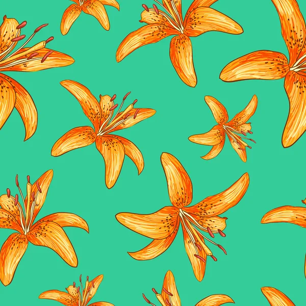 Pattern with orange flowers — Stock Vector