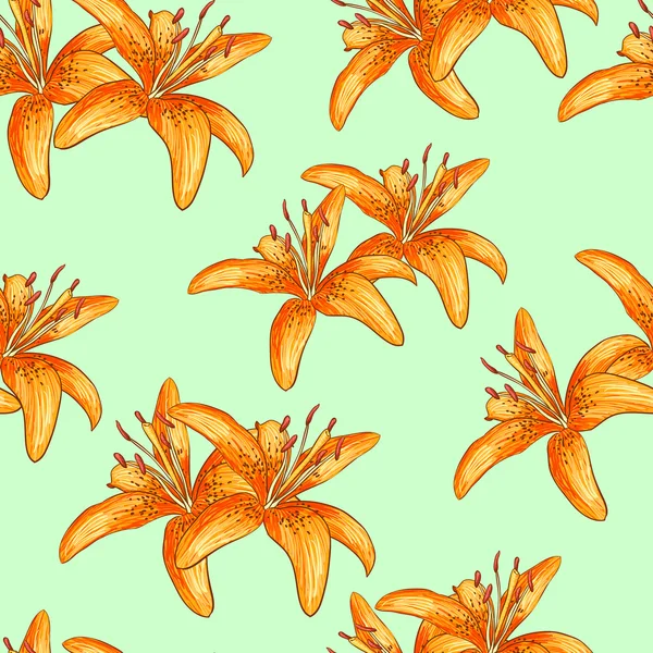 Mönster med orange blommor — Stock vektor