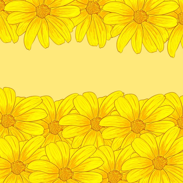Carte d'invitation avec des fleurs jaunes — Image vectorielle