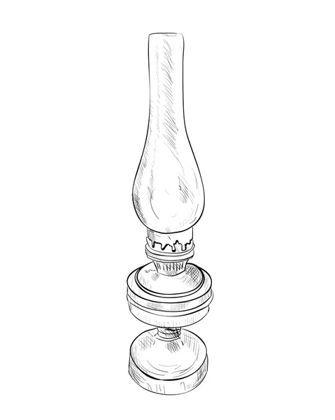 Sketch of kerosene lamp — Stock Vector