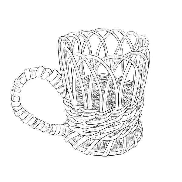 Boceto de copa de mimbre — Archivo Imágenes Vectoriales