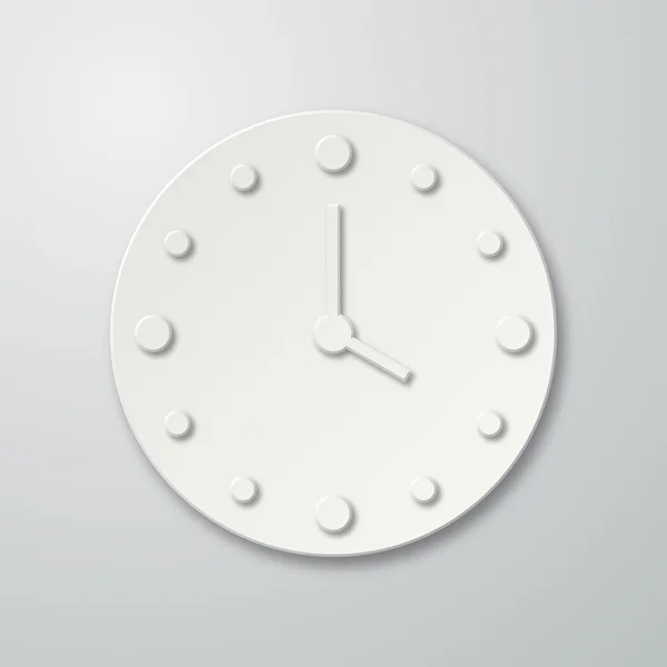3D paper flat clock icon — Stock Vector