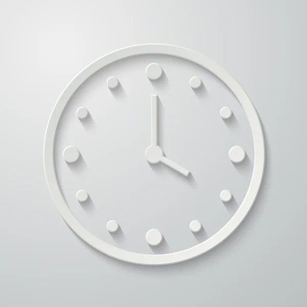 3D paper flat clock icon — Stock Vector