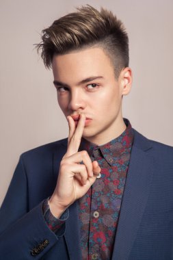 Sexy young fashion model with highlighted haircut