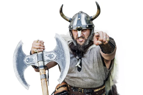 Hey You! Portrait of the furious strong angry viking — Stock Photo, Image