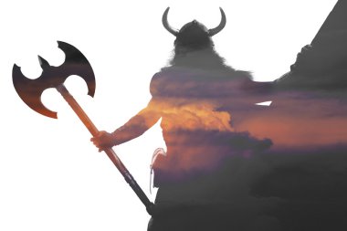 Güçlü bir viking çift pozlama portresi