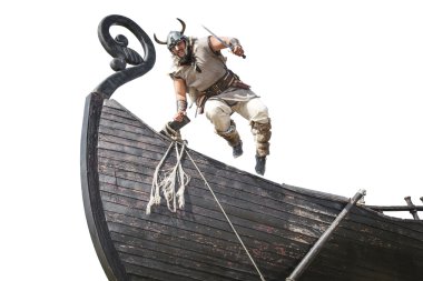 Bıçak atlama ile güçlü kızgın sakallı Viking