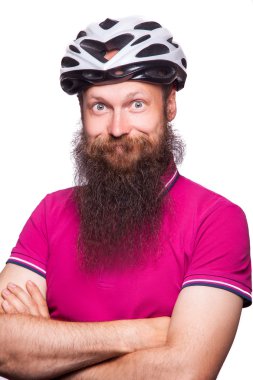 Profesyonel bisikletçiler onun güvenliği için Kask takmak.
