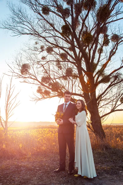 Casal jovem desfrutando de momentos românticos e caminhando — Fotografia de Stock