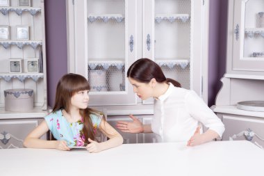 Mother and daughter quarrel because of overuse technology clipart