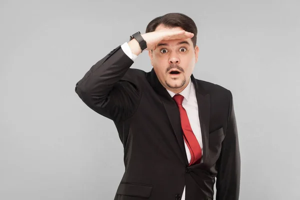 Handsome Business Man Looking Far Away Indoor Studio Shot Isolated — Stock Photo, Image