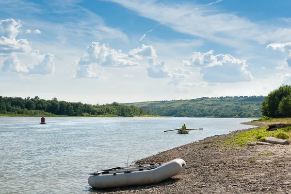 Bank of river in summer day — Stock Photo, Image