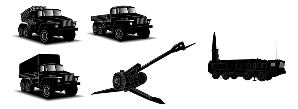 Ensemble de camions militaires — Image vectorielle