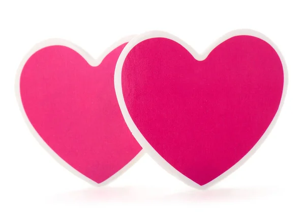 Couple Cardboard Hearts Isolated White Background — Stock Photo, Image