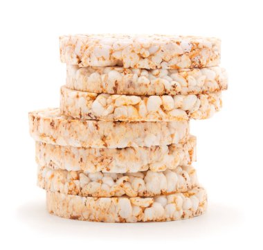 Karabuğday gevreği, beyaz üzerine izole edilmiş. Beslenme kurabiyeleri..