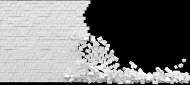 Illustration Destroyed 3d brick wall as a background for phoo wallpapers and posters clipart