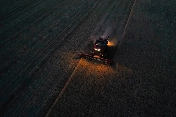 Vista Aérea Cosecha Cebada Pampa Argentina —  Fotos de Stock