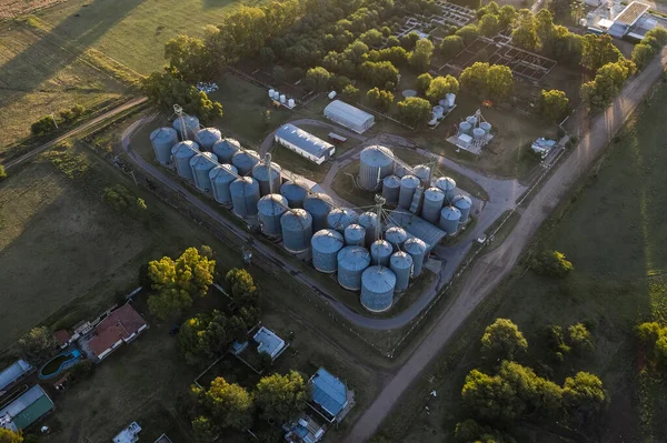 Grain storage steel silos, Patagonia, Argentina