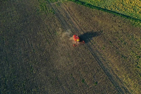 Kombajn Zbożowy Wsi Pampas Widok Powietrza Prowincja Pampa Argentyna — Zdjęcie stockowe