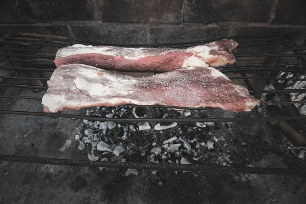 Grillezett Nyers Hús Tradicionális Argentin Konyha Asado Barbecue Patagónia Argentína — Stock Fotó